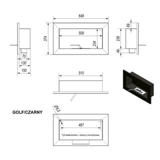 Τζάκι βιοαιθανόλης Kratki mod.GOLF-CZARNY-SZLIF ISO CERTIFIED